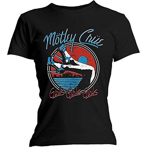 Image of Motley Crue Official Ladies T Shirt Metal Rock Heels V.3' The Dirt L 12 Black
