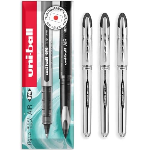 Image of uni-ball Vision Elite - 0.8mm Nib Medium Rollerball Pen - UB-200 - In Envelope Gift Packaging (Pack of 3, Black)