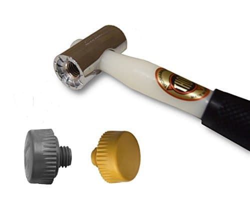 Image of Thor 710 Nylon Faced Window Glazing Hammer/Mallet - with Soft Grey and Extra Hard Yellow Head