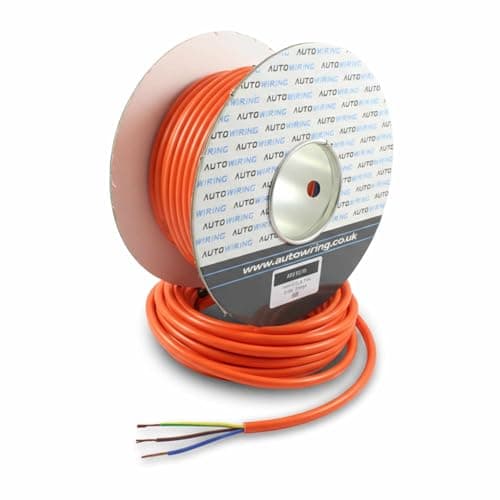 Image of AUTOWIRING 3 Core Flex Orange PVC Flexible Cable 1.0mm2 10 Amp 3183Y H05VV-F Wire Mains Round 240V (15M Coil)