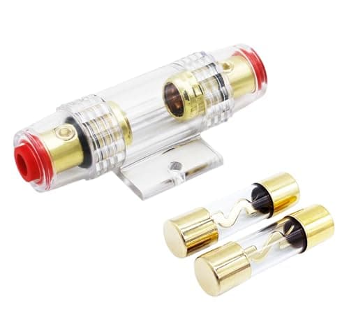Image of Carviya 4-8 Gauge AWG in-line Waterproof Fuse Holder with Two 100A AGU Type Fuses For Car Audio/Alarm/Amplifier/Compressors (1 Pack)