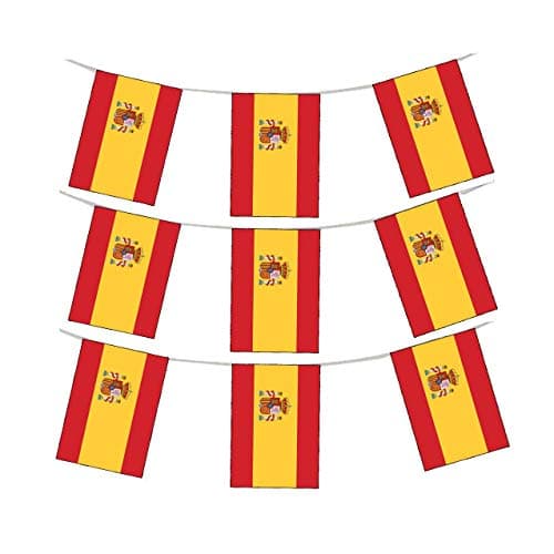 Image of Crest Spain Spanish National Fabric Bunting 3M 10 Flags Rugby Football Fans Decorations Support