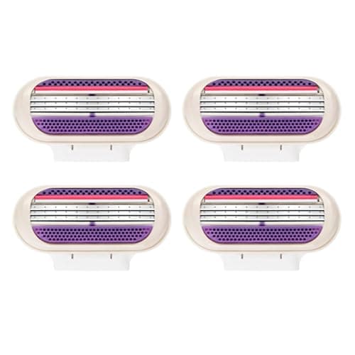 Image of 4 Pcs Venus Snap Razor Refill Blades, Heads Compatible with Venus Women’s Razor, 3-Layer Blades for Smooth Shaving, Easy Replacement Heads for Women (Purple)