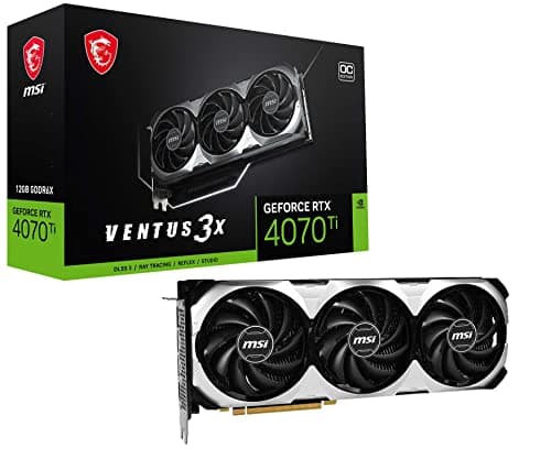 Image of MSI Gaming GeForce RTX 4070 Ti 12GB GDRR6X 192-Bit HDMI/DP Nvlink TORX Fan 4.0 Ada Lovelace Architecture Graphics Card (RTX 4070 Ti Ventus 3X 12G OC)