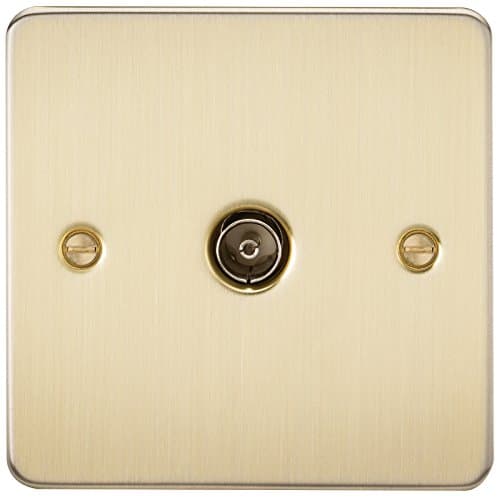 Image of Knightsbridge FPAV0100BB Flat Plate 1G Tv Outlet (Non-Isolated) -Brushed Brass, 230 V