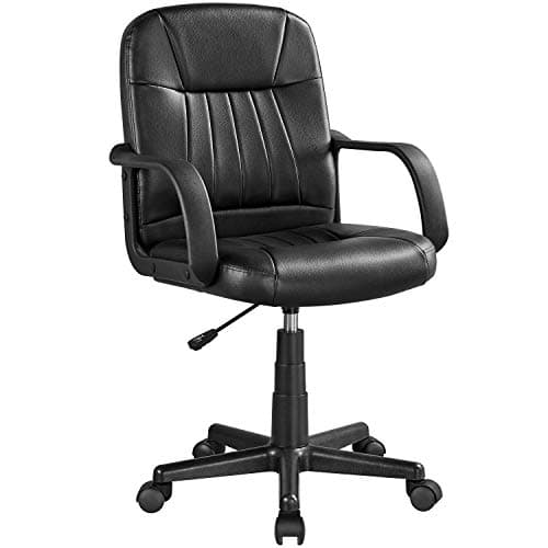 Image of Yaheetech Ergonomic Office Chair Height Adjustable Desk Chair Faux leather Computer Swivel Chair with Comfortable Armrest