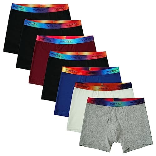 Image of INNERSY Boys Pants Cotton Boxer Shorts with Front Fly Teen Sports Trunks Underwear Multipack 7 (8-10 Years, 3 Black/Blue/Dark Red/White/Grey)