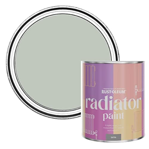 Image of Rust-Oleum Green Heat Resistant Radiator Paint in Satin Finish - Chalk Green 750ml