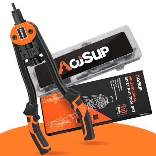 Image of AojSup Rivet Nut Gun, 14" Heavy Duty Rivet Nut Tool, Rivet Nut Pliers Set, Rivnut Tool Kit with 110Pcs Nuts & Metric Mandrels M3 - M12, Rivet Nut Pliers Set, Professional Hand Riveter Pliers Set