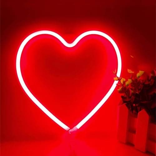 Image of LED Neon Heart Sign,Love Hearts Neon Light for Girls Pink Room Bedroom Dorm Decor,USB or Battery Powered Heart Lamp for Wedding Valentine's Day Mother's Day Window Wall Decorations(1Pc Red)