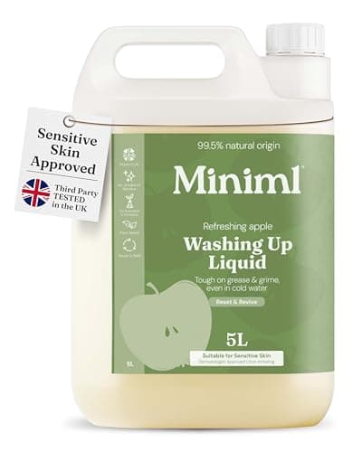 Image of Miniml Eco Washing Up Liquid 5L Refill - Apple Orchard Scented Non Bio & Skin Sensitive Friendly Dish Wash Cleaner - Plant Based Vegan & Cruelty Free - Natural Cleaning Products (500 Washes)