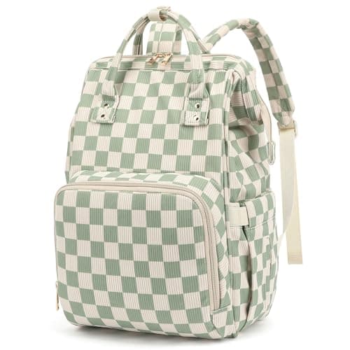 Image of Dezcrab Baby Diaper Bag Backpack for Mom, Large Capacity Travel Nappy Bag for Boys & Girls with Stroller Straps (Corduroy Checkered Green)