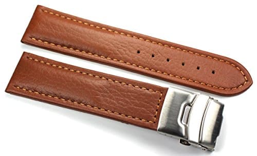 Image of Sulla 20 mm Genuine Leather Watch Strap with Stainless Steel Folding Clasp Light Brown