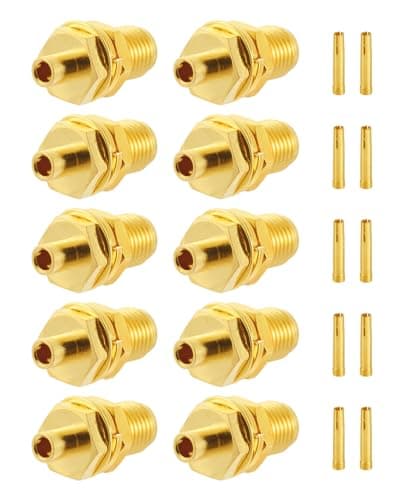 Image of Vecys 10 PCS SMA Connectors SMA Female Bulkhead Solder Connector for RG405 .086" Semi-Rigid RF Coax Cable