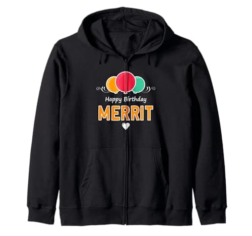 Image of Happy Birthday saying Merrit Zip Hoodie