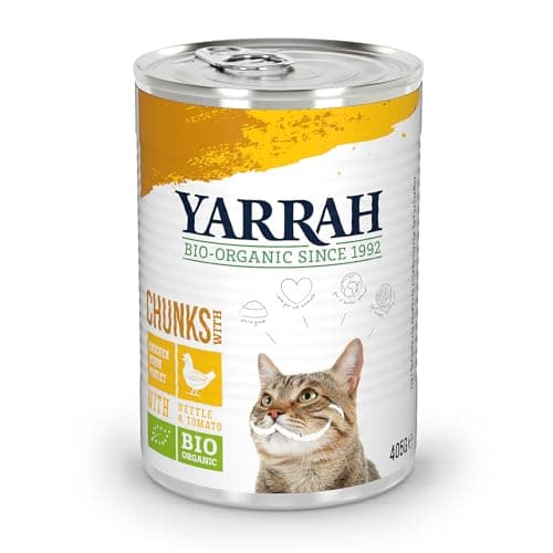 Image of Yarrah Organic cat food chunks with chicken | 12 x 400g cans cat food