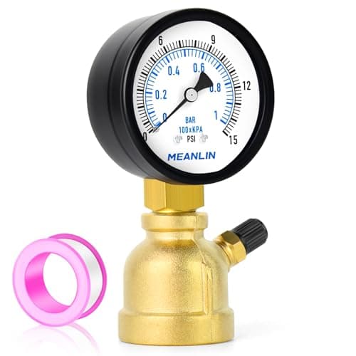 Image of MEANLIN MEASURE 0-15Psi Forged Brass Air Test Pressure gauges, 3/4" FBSP Connection, 2" Double Graduated, Bell Shape Body Assembly, -3-2-3% Accuracy