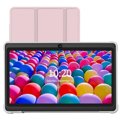 Image of VOLENTEX 7 Inch Tablet, Quad Core Android 13 OS, 32GB ROM, WiFi, Bluetooth, Dual Camera, USB C Tablet PC, 7" Touch Screen IPS HD Display Android PAD(Pink)