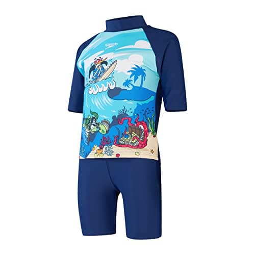 Image of Speedo Boys Learn to Swim Sun Protection Top & Shorts | Junior Boys | Holiday Wear | UVU Protection Swimwear