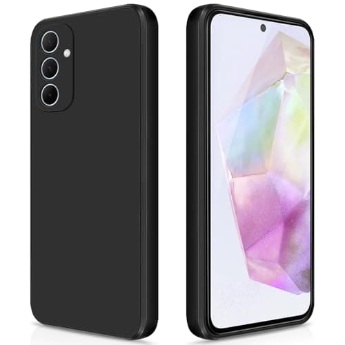 Image of GiiYoon Case Compatible with Samsung Galaxy A35, Silky-Soft Touch Full-Body Protective Phone Silicone Case, Shockproof Cover with Microfiber Lining, Black