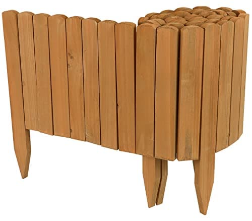 Image of Woodside Log Roll Wooden Border Fence - 203cm x 30cm