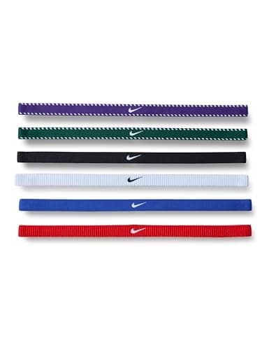 Image of Nike Men's Flex Classic Headbands 6-Pack Headbands Running Fitness Training Sports Hairband Set Non-slip Elastic, Game Royal/University Red/White, One Size