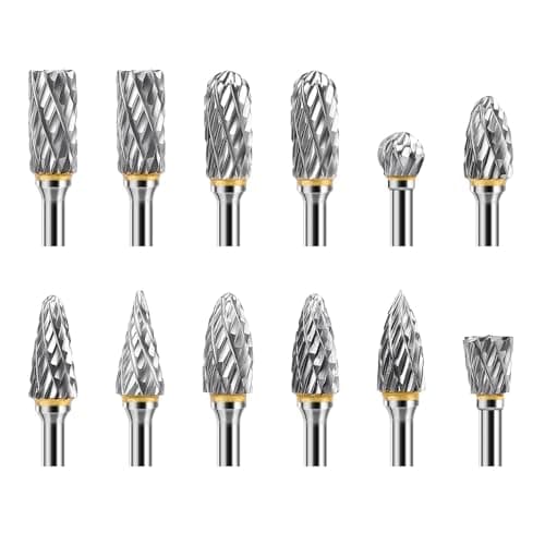 Image of 12PCS Tungsten Carbide Steel Double Cut Rotary Burrs Set Compatible with Dremel, 1/8" Shank Rotary Burr Set for Grinder Drill, DIY, WoodWorking, Metal Polishing, Engraving, Drilling