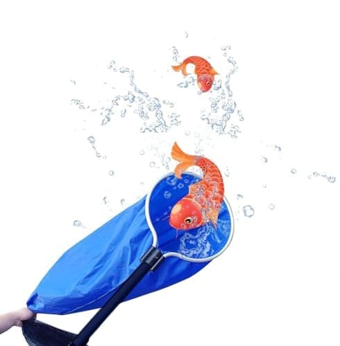Image of Koi Transfer Sock Net, Knotless Fishing Aquarium Net Pond Fish Fine Mesh Basket Net Catcher with 20" Long Handle for Medium Large Fish Spawning Breeding Transfer, Blue