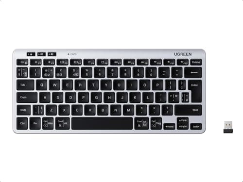 Image of UGREEN Wireless Keyboard, Bluetooth 5.3&2.4GHz Dual Mode with UK Layout, Mini Keyboard for iPad/PC/Tablet, 500-Day Battery, Connect 3 Devices, Ergonomic and Silent, for Windows/Android/MacOS