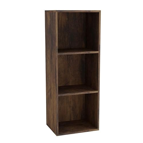 Image of URBNLIVING Tier Wooden Bookcase Shelving Display Storage Shelf Unit Wood Shelves (Rustic Brown, 3 Shelf)