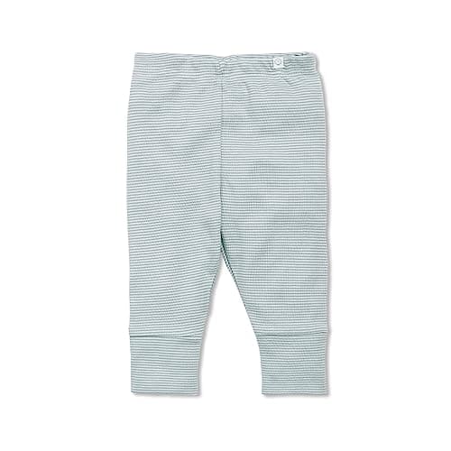 Image of MORI Baby Boys and Girls Everyday Leggings in Blue Stripe - Organic Cotton Unisex Toddler Bottoms with Elasticated Waistband - 3-6 Months