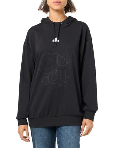 Image of adidas Women's Printed French Terry Hoodie Hoodie, Black, XS, black, XS