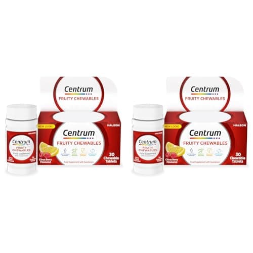 Image of Centrum Fruity Chewables Tablets, Multivitamin Tablets for Men and Women, Vitamins with 13 Essential Nutrients Including Vitamin C, D, and Zinc, 30 ct (Packaging and Tablet Colour May Vary Slightly)