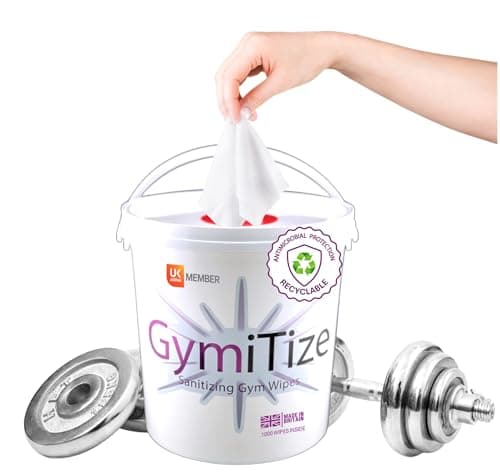 Image of GymiTize Gym Wipes, 1 Buckets, Alcohol Free, Antibacterial, Antiviral, Surface Cleaner, Advanced Barrier Technology, Made in the UK, 1000 Wipes (Pack of 1 Bucket)