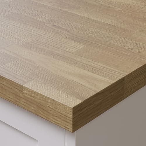 Image of Bushboard Omega Modern Natural Blocked Oak Square Edge Laminate Kitchen Worktop 4100 x 620 x 38mm, Blocked Oak Effect Surface, Ideal for Kitchen Islands and Seating