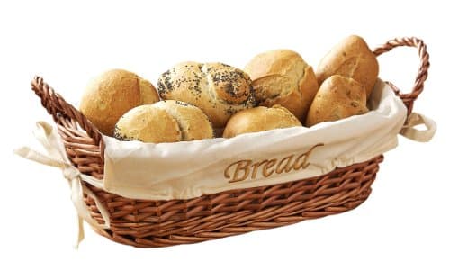 Image of Premier Housewares Small Natural Willow Bread Basket With Cream Lining | Compact Bread Basket Combo With Liner | Bread Hamper With Handles | Bread Box For Rustic Dining Setup