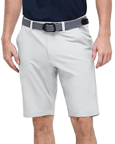 Image of Outdoor Ventures Men's Golf Shorts Dry Fit, 11" Lightweight Quick Dry Golf Stretch Bermuda Shorts Performance Casual Shorts with Pockets for Golf Travelling and Working Silver 30