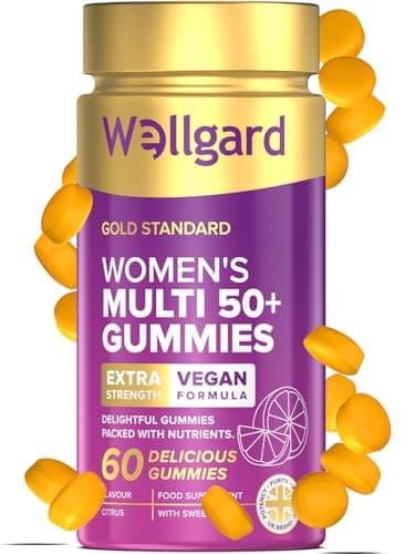 Image of Wellgard Multi Vitamins for Women Over 50 Gummies – Supports Bone, Heart & Immune Health – Vitamins D3, B12, Calcium & More, Chewable Womens Multivitamins 50 Plus, No Iron Multivitamins