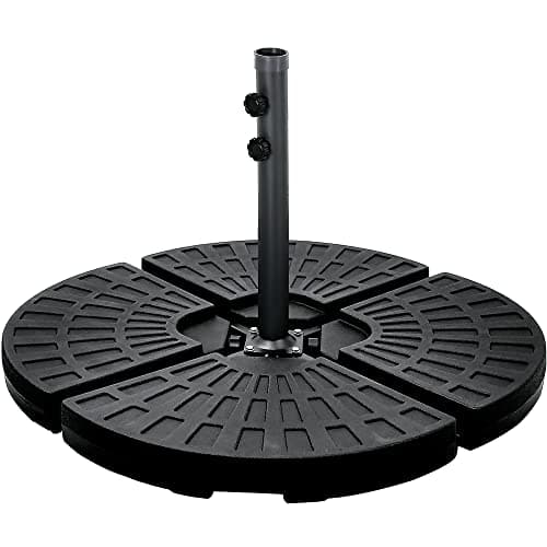 Image of Crystals Set of 4 Cantilever Parasol Base Weights, Fillable with Sand or Water - Heavy Duty Plastic Outdoor Umbrella Stand Base, Square & Fan Shapes (Round Parasol Base)