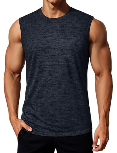 Image of MAGCOMSEN Mens Activewear Workout Tank Tops Muscle Athletic Sleeveless Shirts Fitness Gym Bodybuilding Running Tees Black