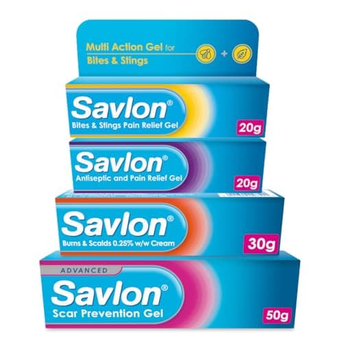 Image of Savlon Antiseptic Cream (1 x 60g) and Scar Prevention Gel (1 x 50g), Fast-Acting Relief, Soothing, Healing, Reduces Swelling and Discomfort, Essential First Aid Bundle (Pack of 2)