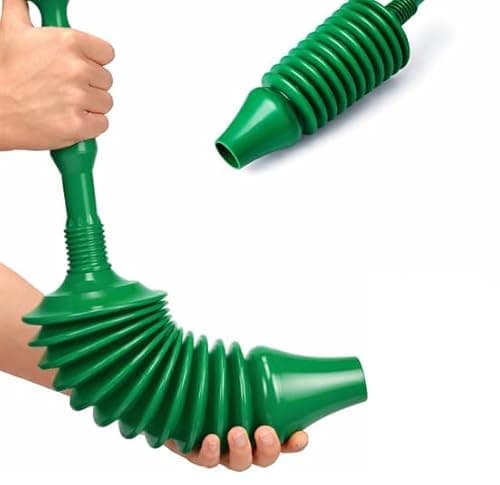 Image of Heavy Duty Toilet Plunger, Big Powerful Toilet Unblocker for Clearing Blockage in Drains, Flexible Plumbing Suction Tool for Unblocking Toilets of All Types, Kitchens, Sinks, Baths, Green