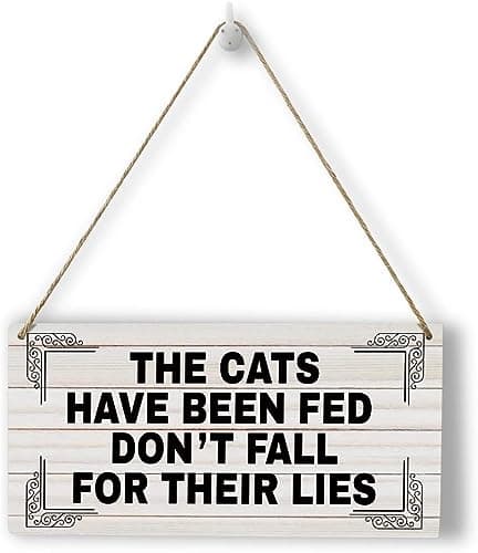 Image of 5"x10" Cat Fed Reminder Sign - The Cat Has Been Fed' | Pet Shop Decor