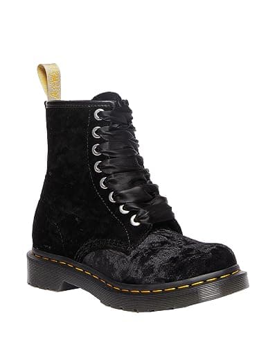 Image of Dr. Martens Womens Vegan 1460 Crushed Velvet Black Boots 6 UK