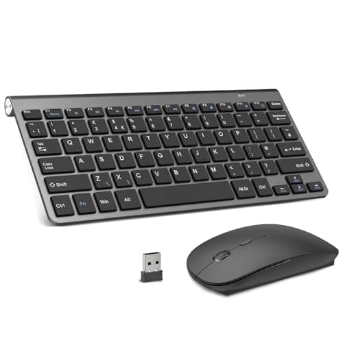 Image of Mini Wireless Keyboard and Mouse, PINKCAT 2.4G Ultra-Thin Keyboard and Ergonomic Silent Mouse Set with 12 Multimedia Shortcuts for Computer, PC, Laptop, Tablet, Desktop, Android Smart TV (Gray)