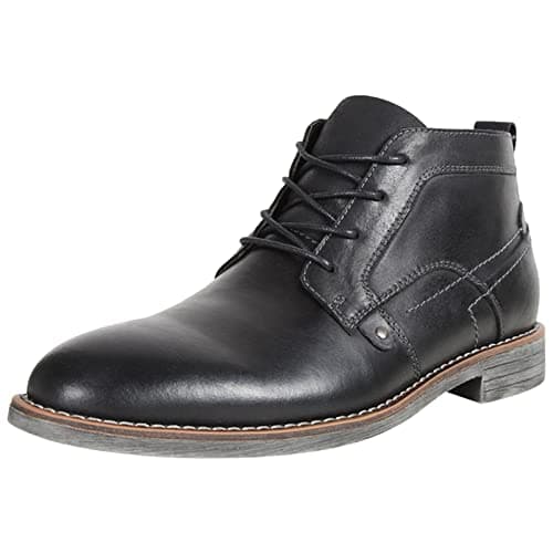 Image of ANUFER Men's Vintage Genuine Leather Ankle Boots Lace-Up Motorcycle Chukka Boots Black SN01801D UK7