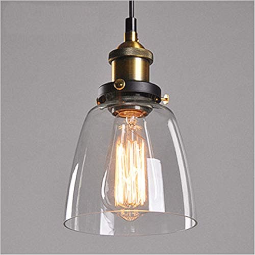 Image of Lampop Pendant Light Industrial Ceiling Lamp Glass Shade Retro Lighting Vintage Hanging Lamp Chrome Base E27 Chandelier for Kitchen Dining Room Loft Bedroom Cafe Bar Restaurant, Transparent