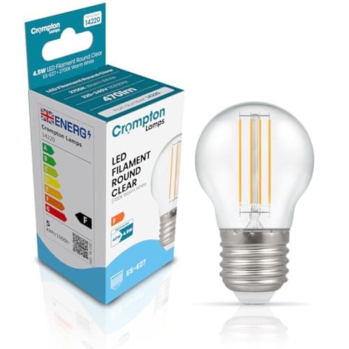 Image of Crompton Lamps Warm White LED Golfball Light Bulb 4.5W E27 Harlequin | IP65 Outdoor Lights LED Bulbs | Energy-Saving Replacement for 25W Bulbs | 15,000 Hours Life | for Festoon Lights Outdoor