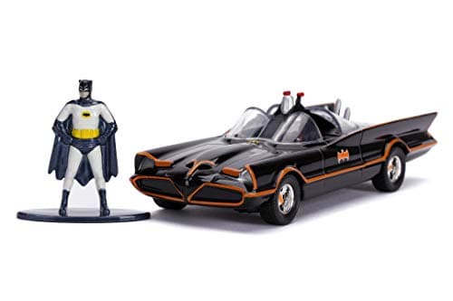 Image of Jada Toys 253213002 Classic Batmobil 1966 Highly Detailed 1:32 Model Car Including Batman Figure, Doors Can Be Open, with wheel, Black