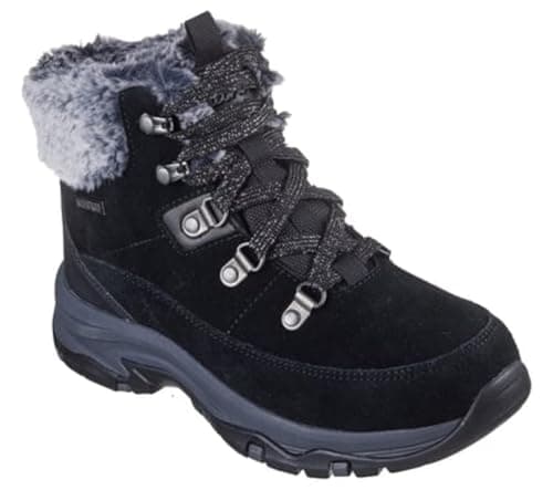 Image of Skechers Women's Trego Snow Worries Boots, Black Suede/Duraleather/Faux Fur, 5 UK